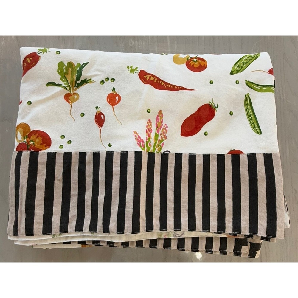 Le Telerie Toscane Italy Cotton Tablecloth 69x54 Veggies Vegetables Striped Trim